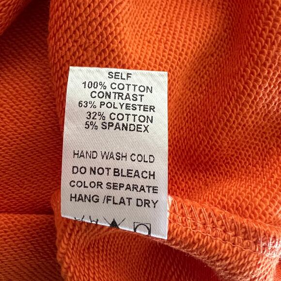CES FEMME Raw Edge Fleece Sweatshirt Orange TX Sz L University Streetwear NEW - Picture 9 of 9